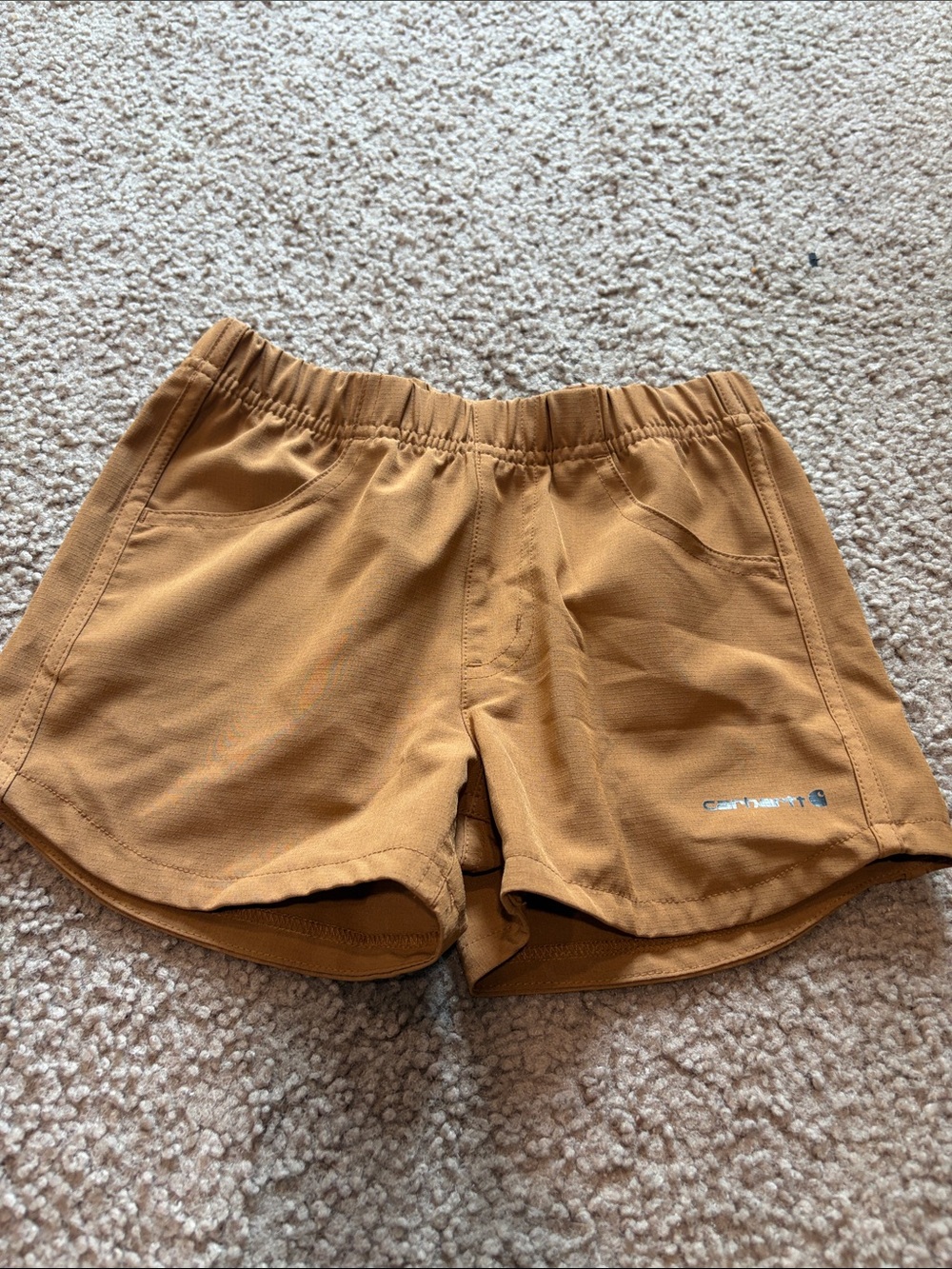 B72 Girls’ 6x Carhartt Brown Elastic-Waist Athletic Shorts